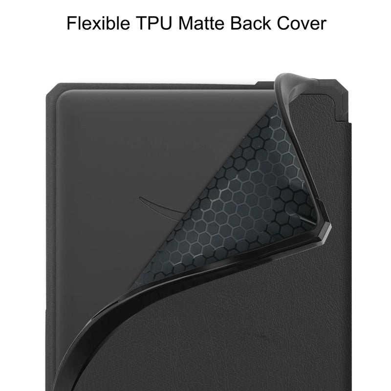 Kindle Paperwhite 2021 (11th Gen) Folio PU Leather Case (Black)