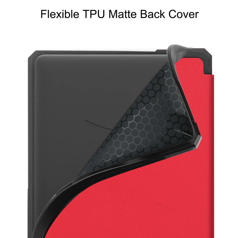 Kindle Paperwhite 2021 (11th Gen) Folio PU Leather Case (Red)