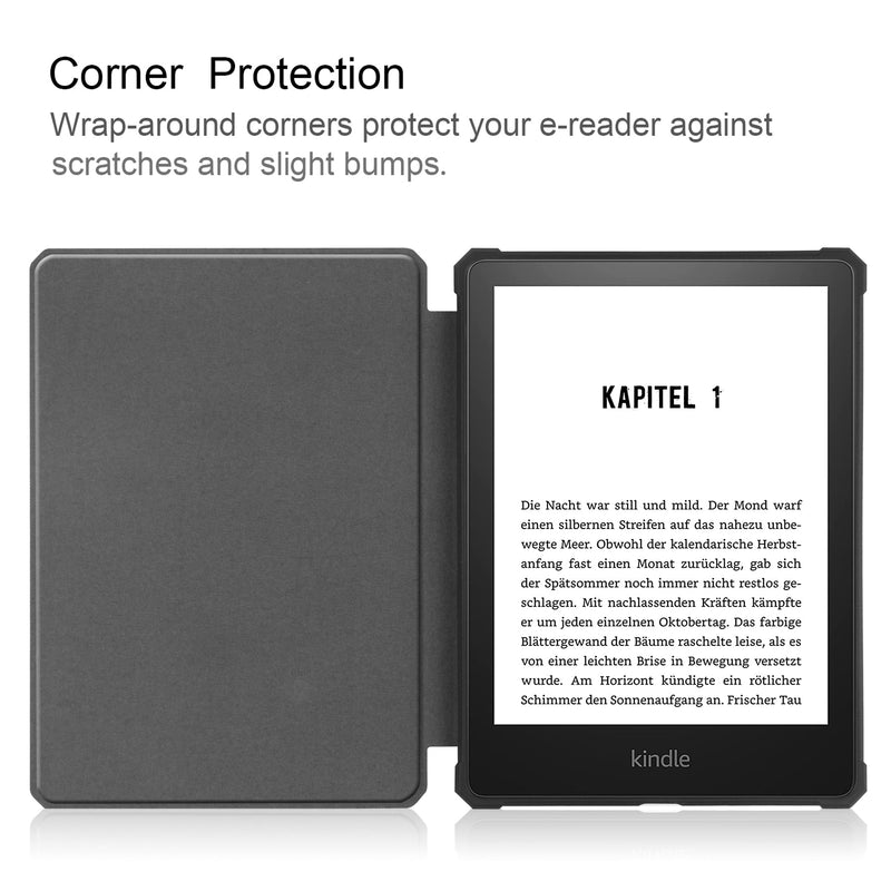 Kindle Paperwhite 2021 (11th Gen) Folio PU Leather Case (Black)