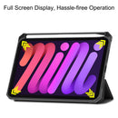 iPad Mini 7 (A17 Pro 2024) Tri Fold PU Leather Case with Pencil Holder [Black]