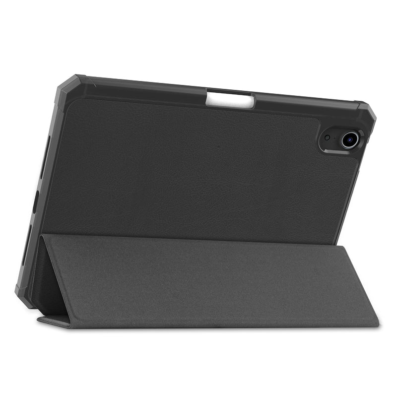 iPad Mini 7 (A17 Pro 2024) Tri Fold PU Leather Case with Pencil Holder [Black]