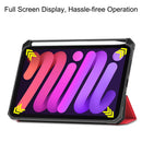 iPad Mini 7 (A17 Pro 2024) Tri Fold PU Leather Case with Pencil Holder [Red]