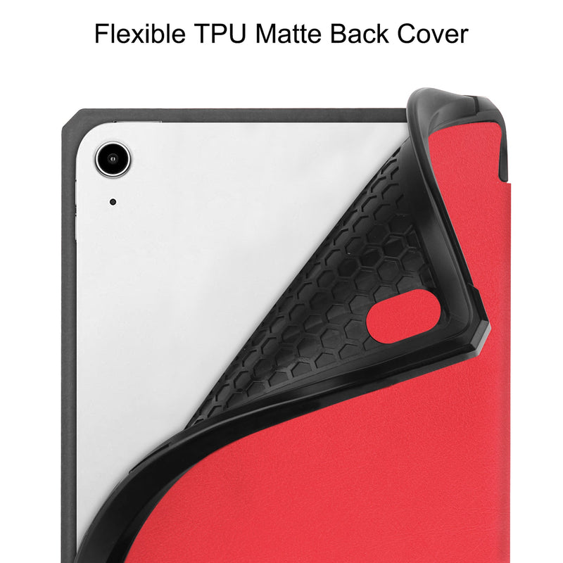 iPad Mini 7 (A17 Pro 2024) Tri Fold PU Leather Case with Pencil Holder [Red]