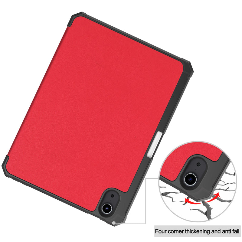 iPad Mini 7 (A17 Pro 2024) Tri Fold PU Leather Case with Pencil Holder [Red]