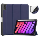 iPad Mini 7 (A17 Pro 2024) Tri Fold PU Leather Case with Pencil Holder [Navy]