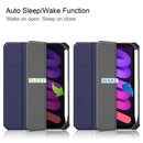 iPad Mini 7 (A17 Pro 2024) Tri Fold PU Leather Case with Pencil Holder [Navy]