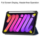 iPad Mini 7 (A17 Pro 2024) Tri Fold PU Leather Case with Pencil Holder [Navy]