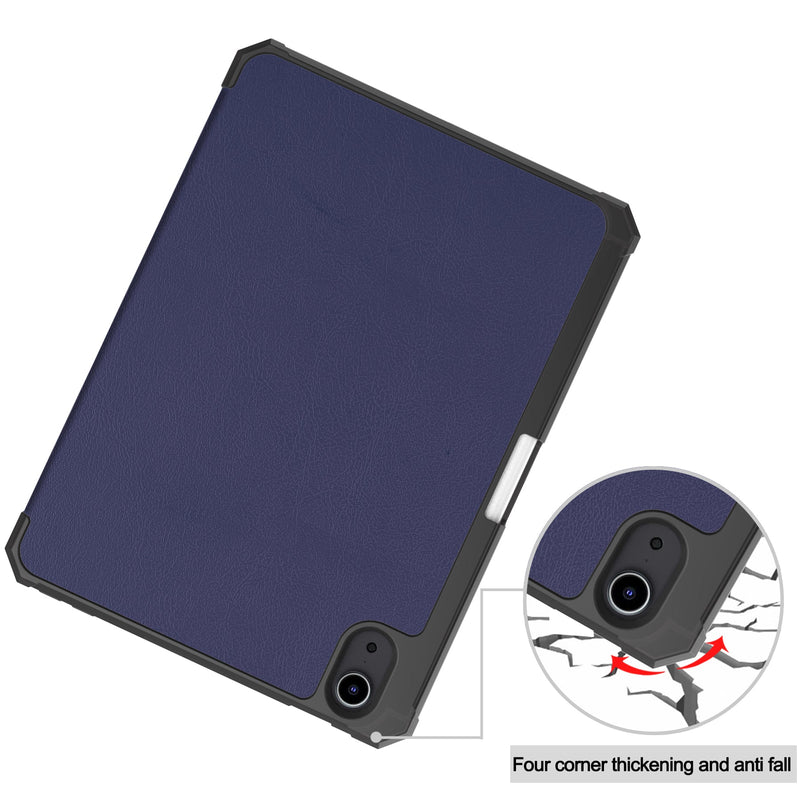 iPad Mini 7 (A17 Pro 2024) Tri Fold PU Leather Case with Pencil Holder [Navy]