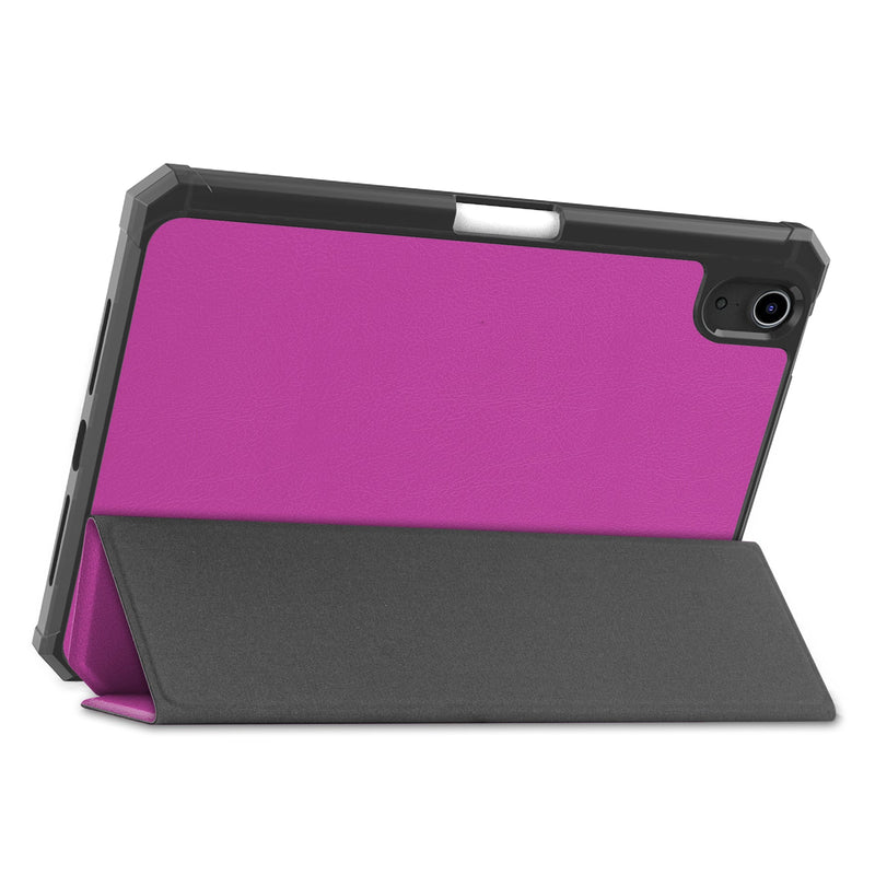 iPad Mini 7 (A17 Pro 2024) Tri Fold PU Leather Case with Pencil Holder [Purple]