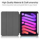 iPad Mini 7 (A17 Pro 2024) Tri Fold PU Leather Case with Pencil Holder [Red]