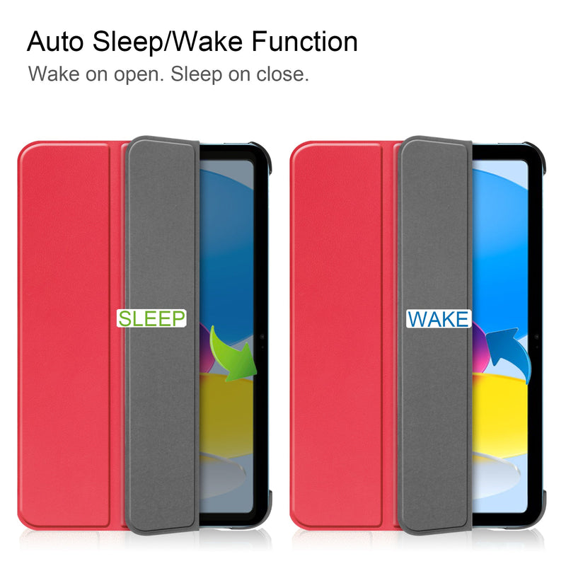 iPad 11 (A16, 2025) Tri Fold PU Leather Case [Red]