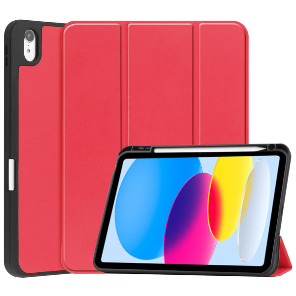 iPad 11 (A16, 2025) PU Leather Case with Pen Holder [Red]