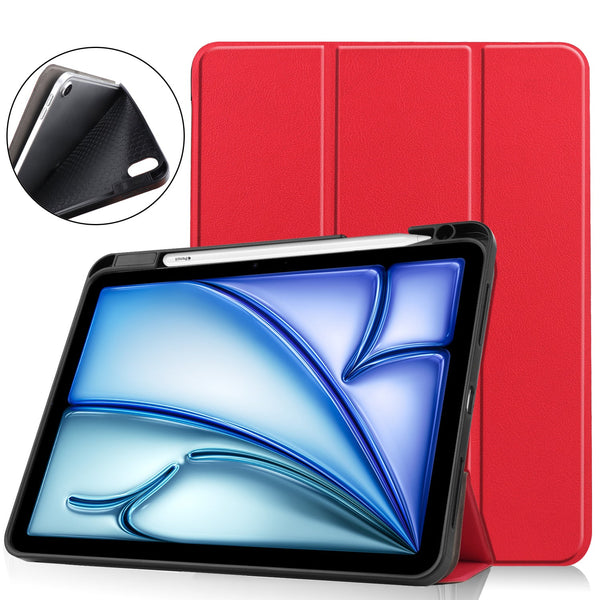iPad Air 11 (M3, 2025) Tri Fold Case with Pen Holder [Red]