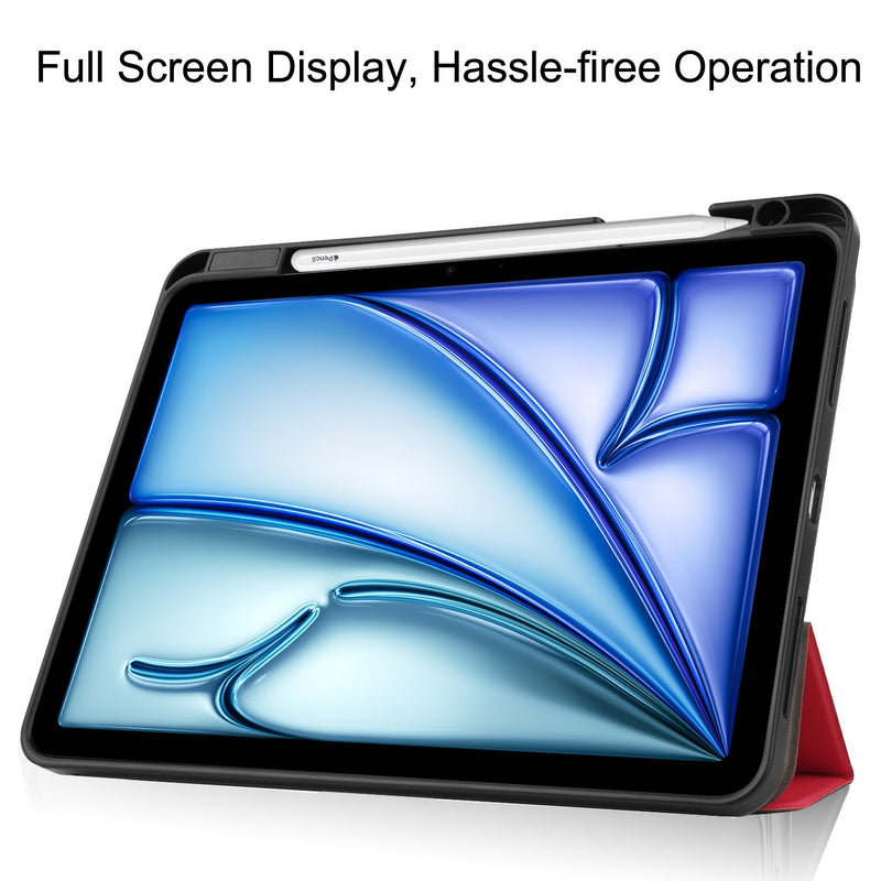 iPad Air 11 (M3, 2025) Tri Fold Case with Pen Holder [Red]