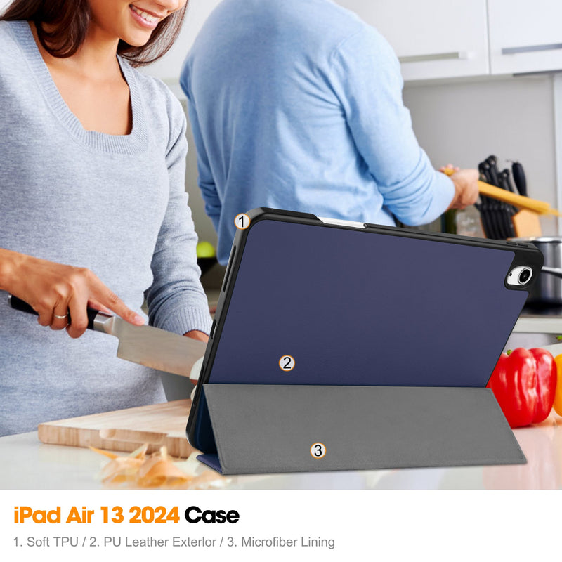 iPad Air 13 (M3, 2025) Tri Fold Case with Pen Holder [Navy]