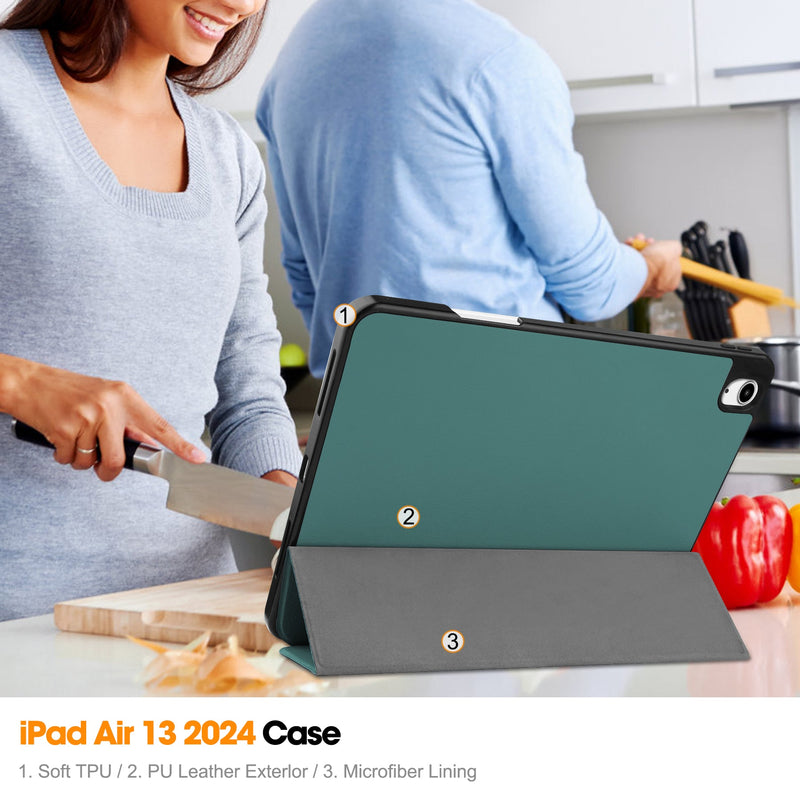 iPad Air 13 (M3, 2025) Tri Fold Case with Pen Holder [Teal]