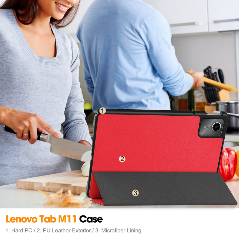 Lenovo Tab M11 TB330 Tri-Fold PU Case [Red]