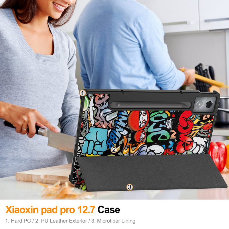 Lenovo Idea Tab Pro 12.7" Designer Tri Fold Case [Graffiti]