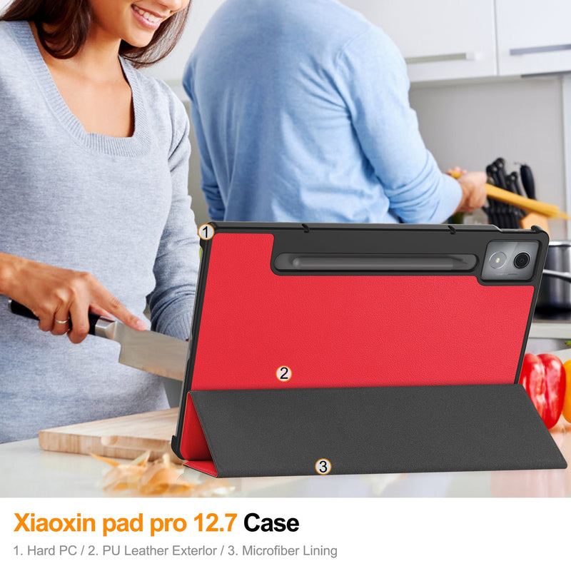 Lenovo Idea Tab Pro 12.7" Tri Fold PU Leather Case [Red]