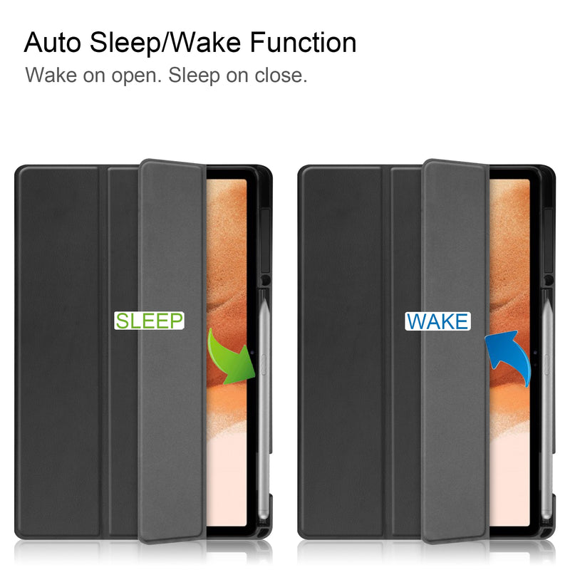 Samsung Tab S7 FE Case Tri-Fold Pen Holder (Black)