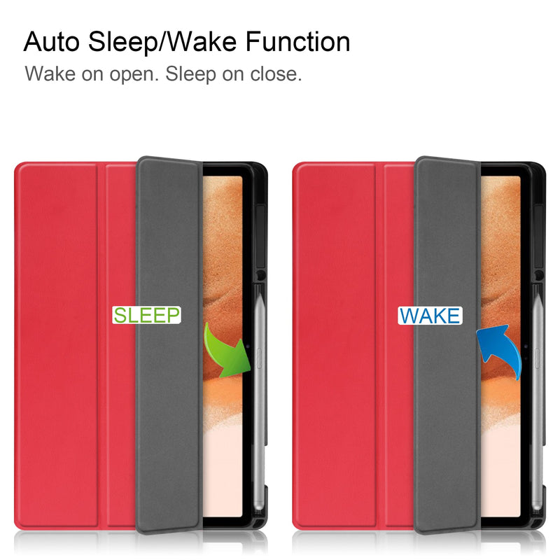 Samsung Tab S7 FE Case Tri-Fold Pen Holder (Red)