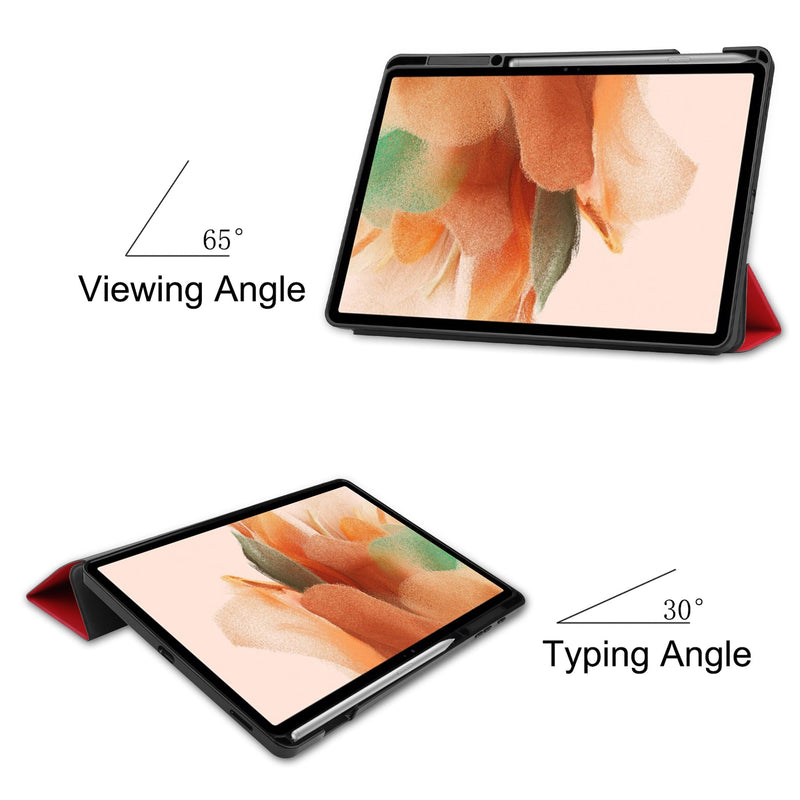 Samsung Tab S7 FE Case Tri-Fold Pen Holder (Red)