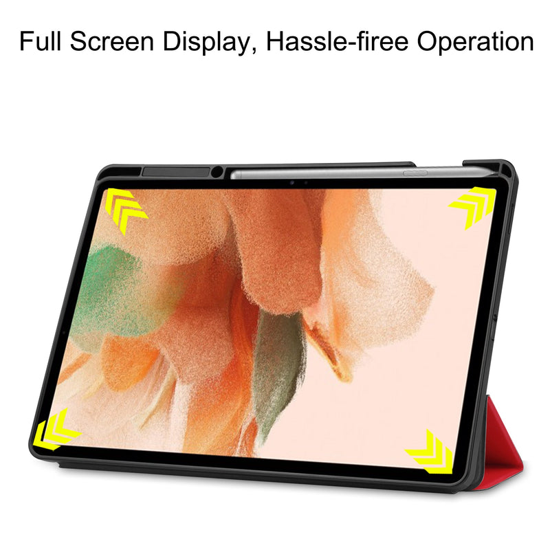 Samsung Tab S7 FE Case Tri-Fold Pen Holder (Red)