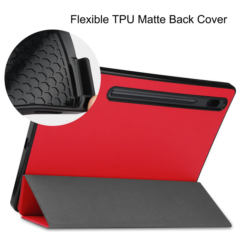 Samsung Tab S7 FE Case Tri-Fold Pen Holder (Red)