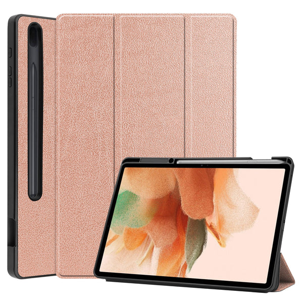 Samsung Tab S7 FE Case Tri-Fold Pen Holder (RoseGold)