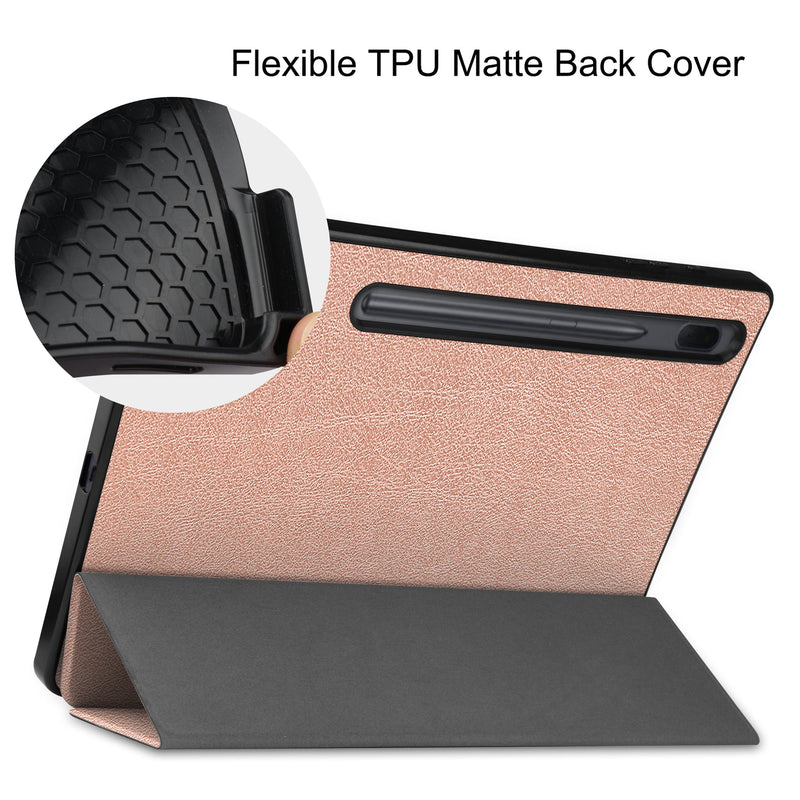 Samsung Tab S7 FE Case Tri-Fold Pen Holder (RoseGold)
