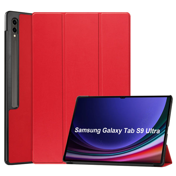 Samsung Galaxy Tab S10 Ultra Tri Fold PU Leather Case [Red]