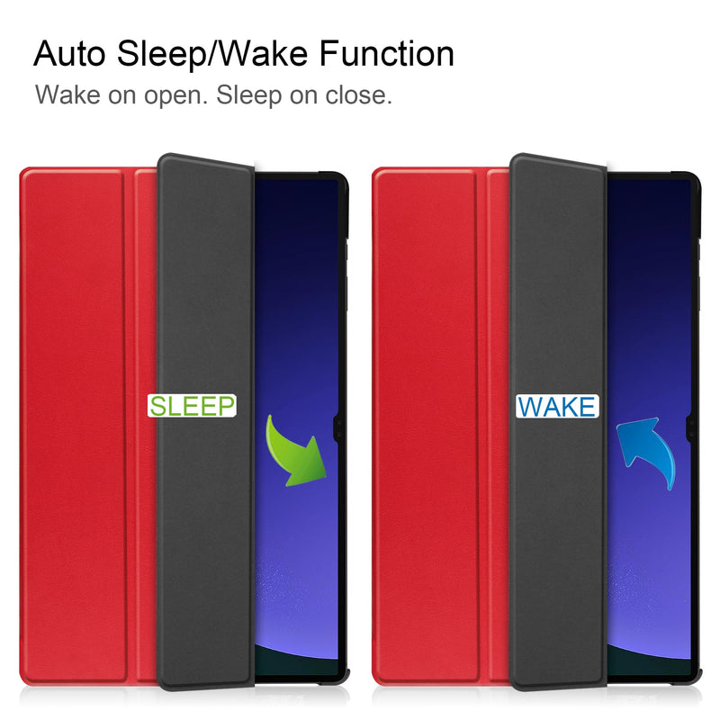 Samsung Galaxy Tab S10 Ultra Tri Fold PU Leather Case [Red]
