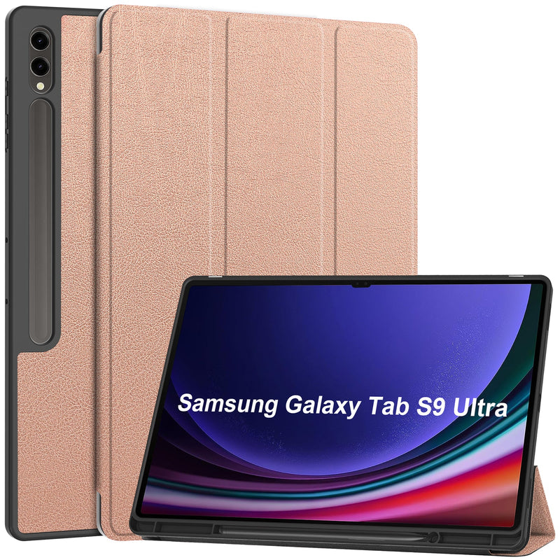 Samsung Galaxy Tab S10 Ultra Tri Fold Case with Pen Holder [RoseGold]