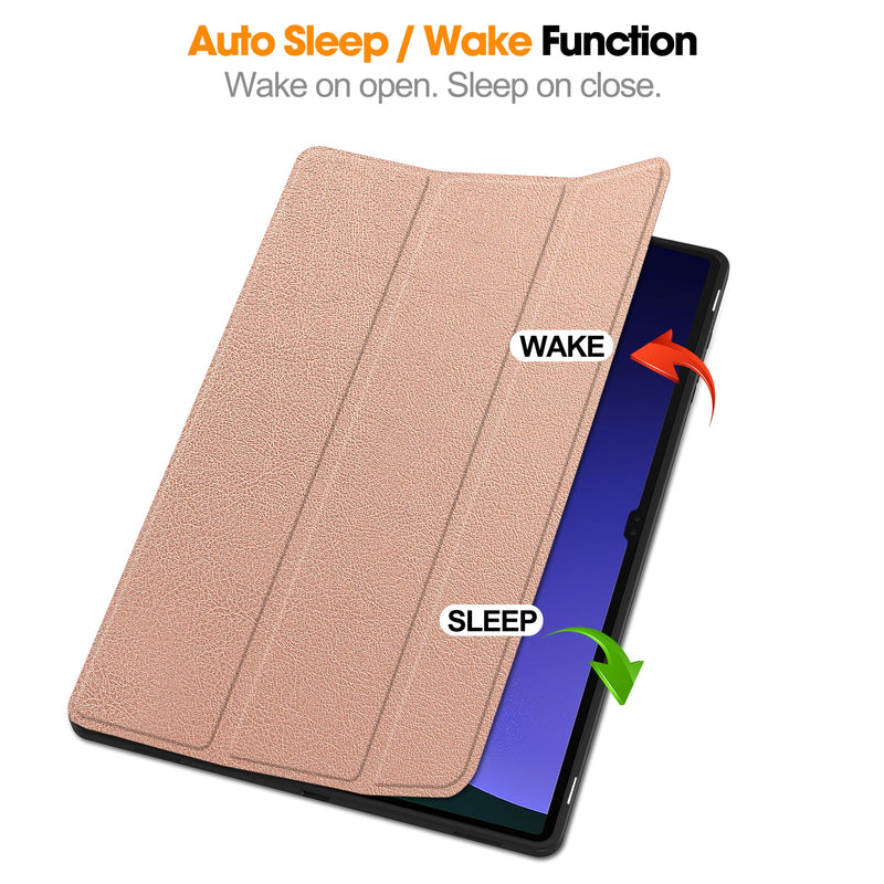Samsung Galaxy Tab S10 Ultra Tri Fold Case with Pen Holder [RoseGold]