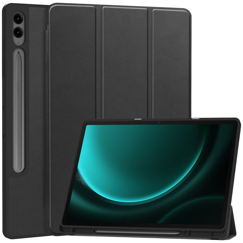 Samsung Galaxy Tab S10 Plus PU Leather Case with Pen Holder [Black]