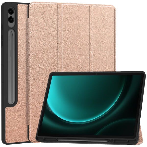 Samsung Galaxy Tab S10 Plus PU Leather Case with Pen Holder [RoseGold]