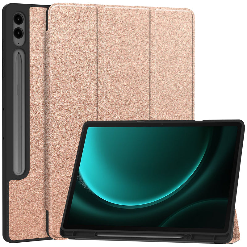 Samsung Galaxy Tab S10 Plus PU Leather Case with Pen Holder [RoseGold]