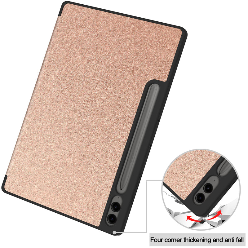 Samsung Galaxy Tab S10 Plus PU Leather Case with Pen Holder [RoseGold]