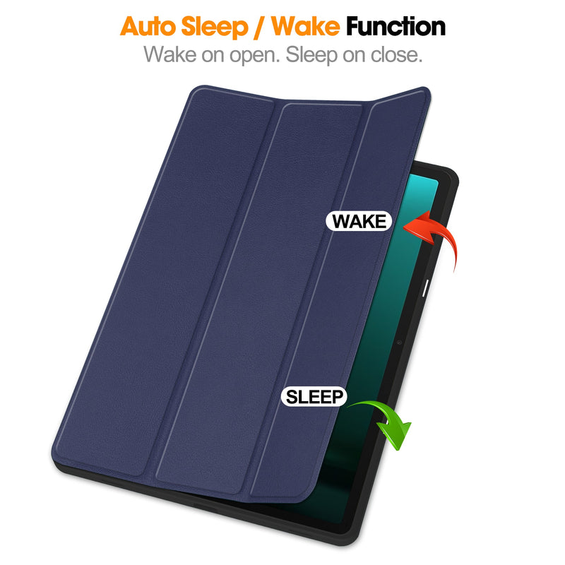 Samsung Galaxy Tab S10 Plus PU Leather Case with Pen Holder [Navy]