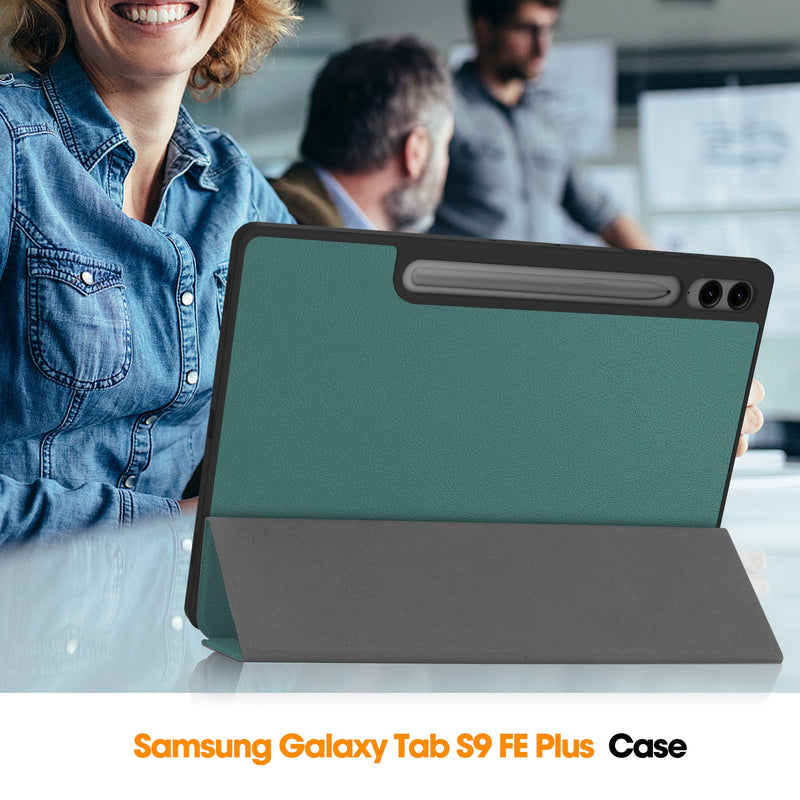 Samsung Galaxy Tab S10 Plus PU Leather Case with Pen Holder [Teal]