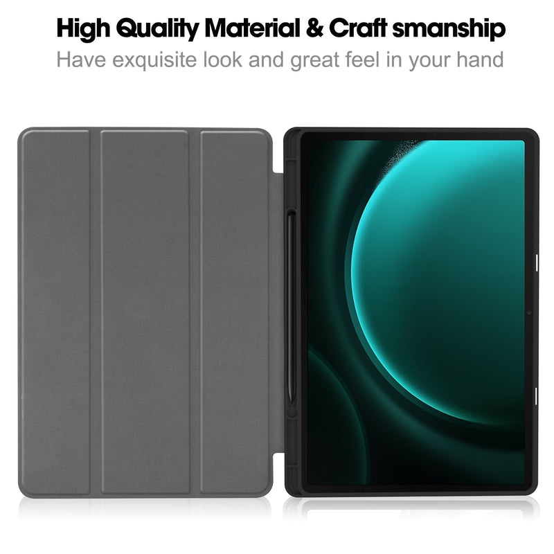 Samsung Galaxy Tab S10 Plus PU Leather Case with Pen Holder [RoseGold]
