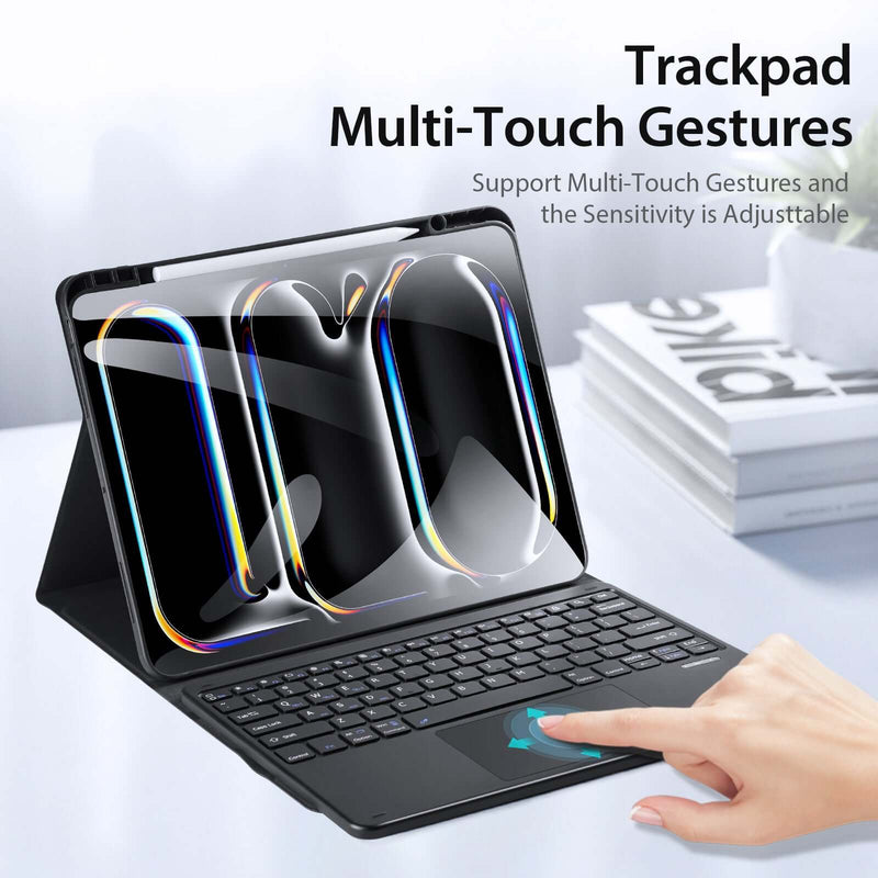 iPad Pro 13 2024 Bluetooth Keyboard with Foldable Stand Case