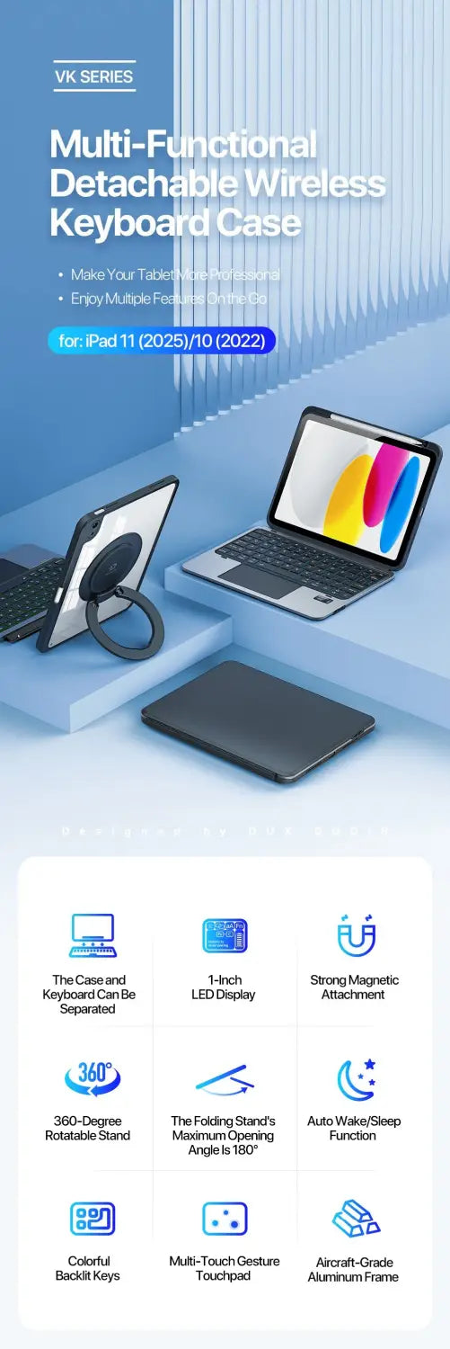 iPad 10th / A16 (2025) Detachable Keyboard with Touchpad