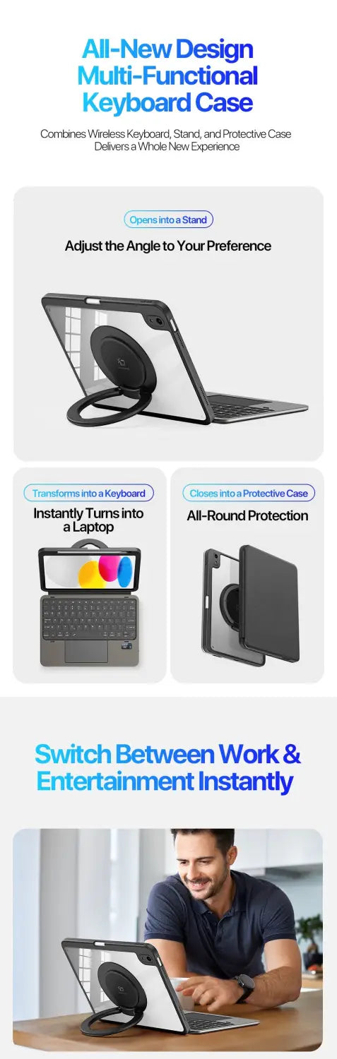 iPad 10th / A16 (2025) Detachable Keyboard with Touchpad