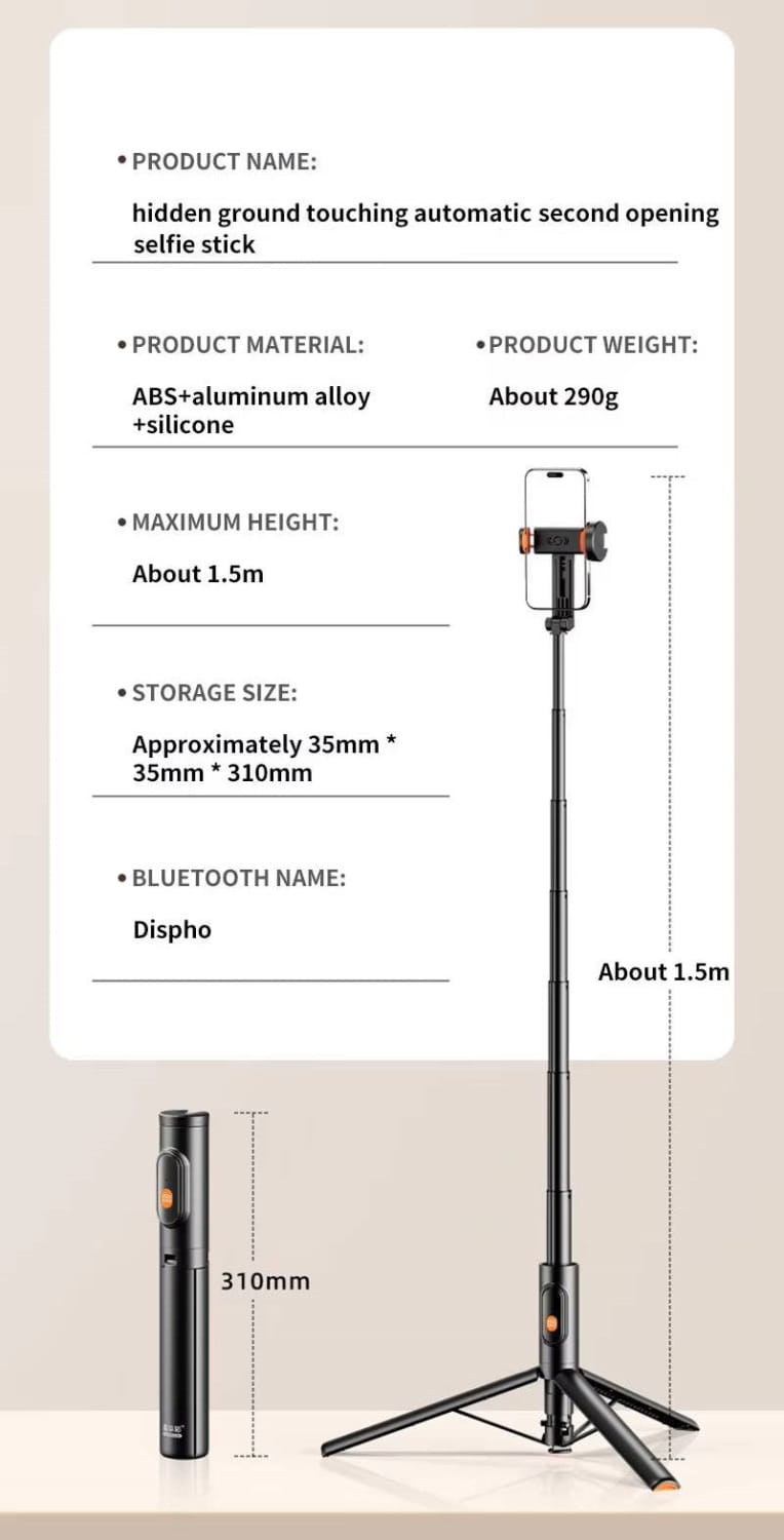 Portable One-Click Pop-Up Selfie Stick Tripod