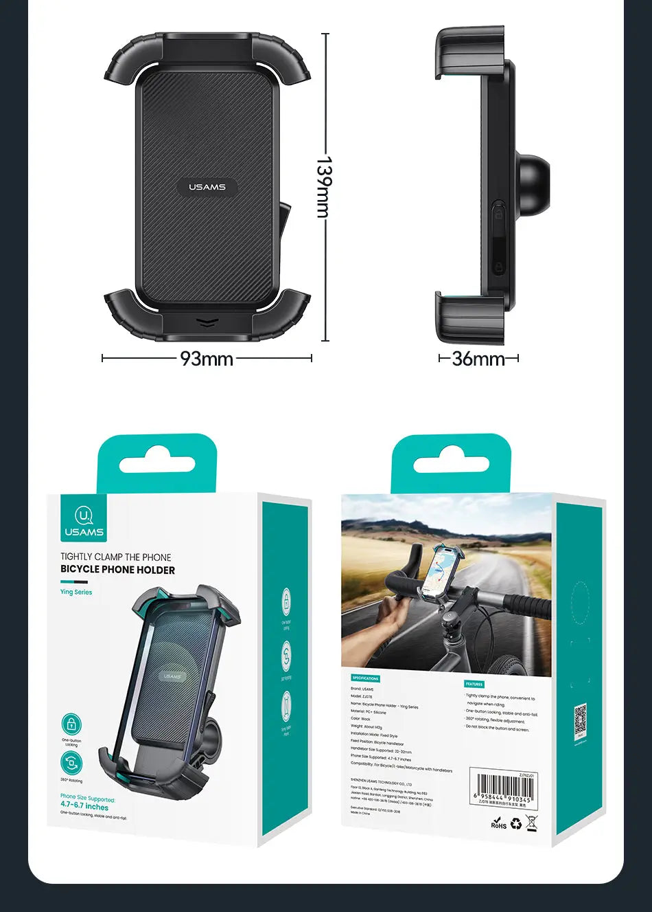 Mobile Phone Holder 360° Rotating Bike Handlebar Mount