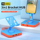 Adjustable 3-in-1 Nintendo Switch Stand USB-C Hub with 4K