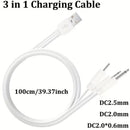 Barrel Jack 3 in 1 Power Cable - (White) 1m 3