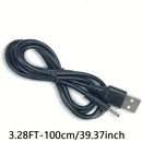 Barrel Jack Power Cable - 2mm x 0.6mm charger (Black) 1m 4