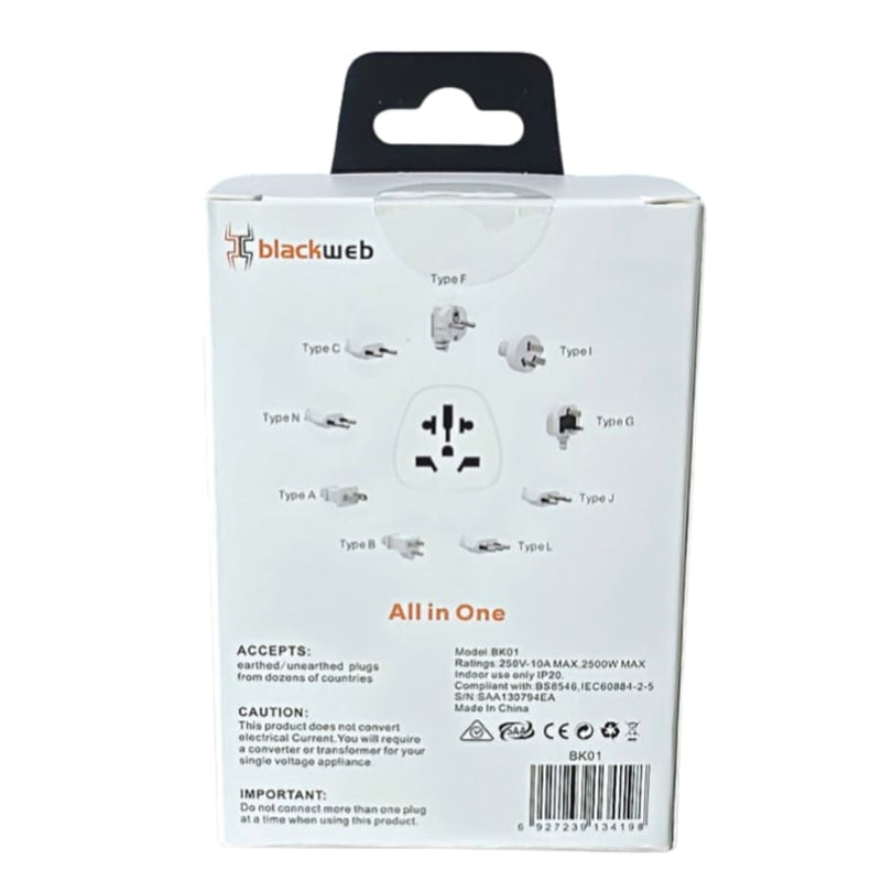 Blackweb All In One Travel Adapter BK01 Wall Plug (USA & UK